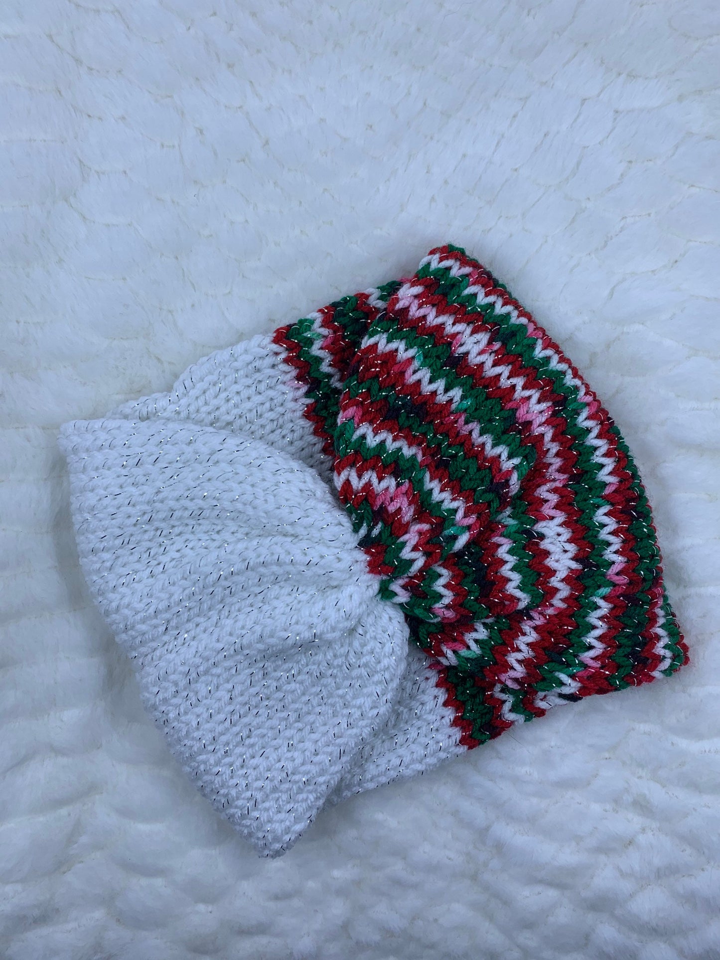 Wide Band Knitted Ear Warmer - Cinched Front