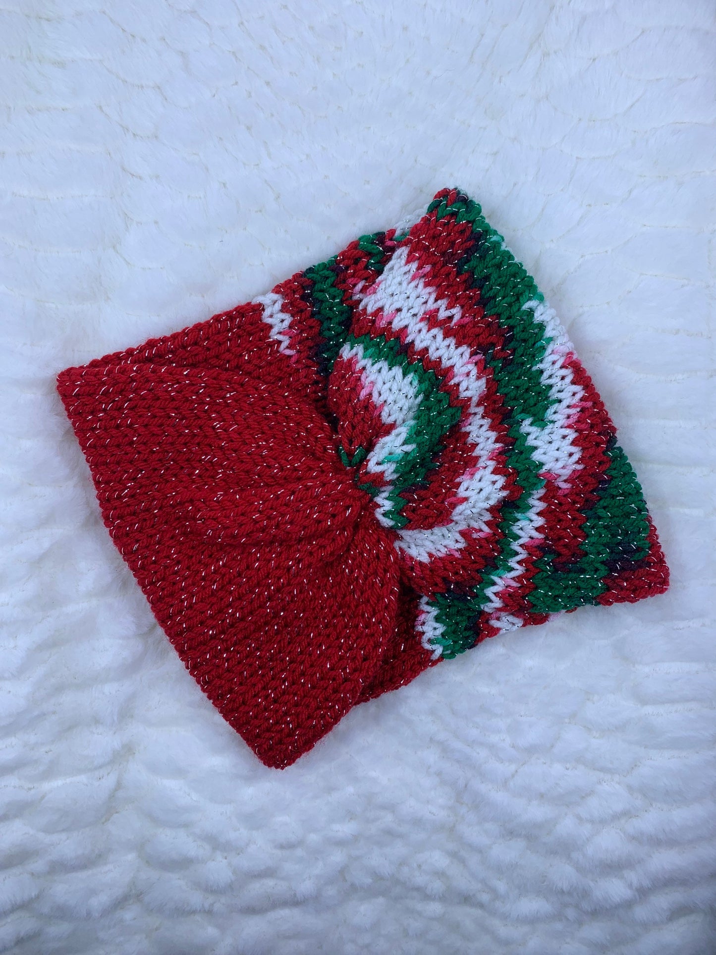 Wide Band Knitted Ear Warmer - Cinched Front