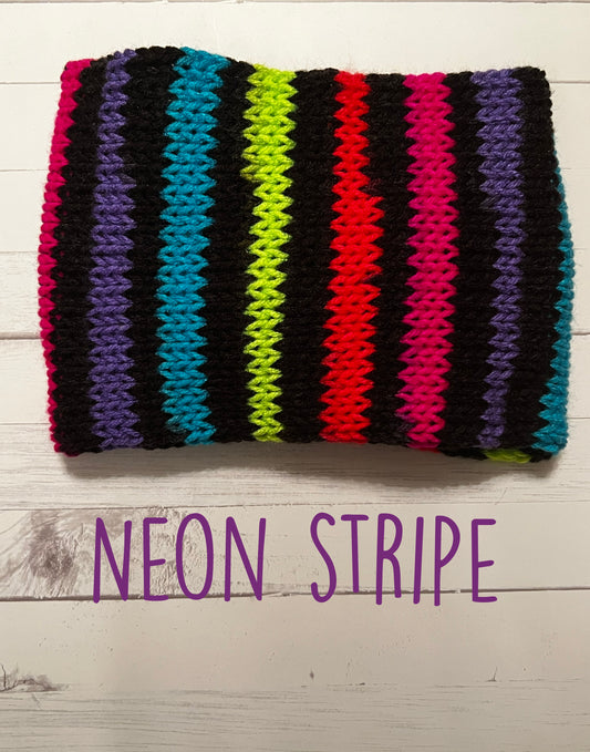 Neon Stripe Knitted Ear Warmer #1