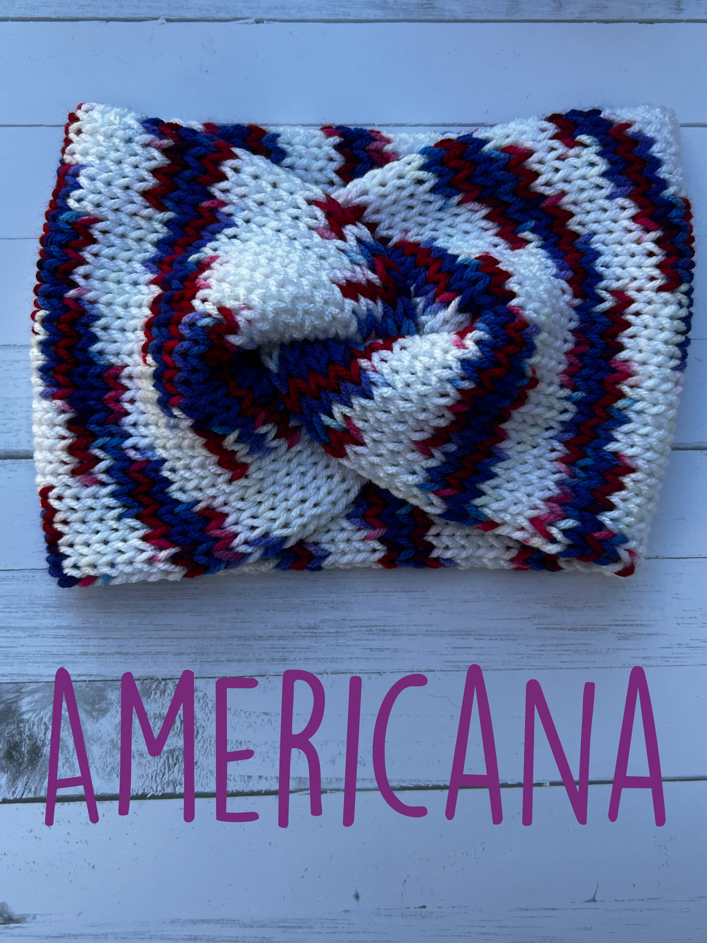 Americana Knitted Ear Warmer #1