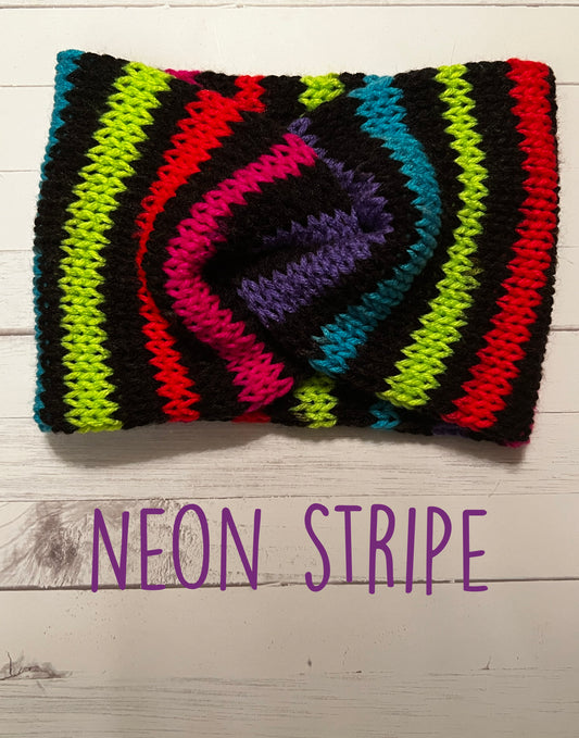 Neon Stripe Knitted Ear Warmer #1