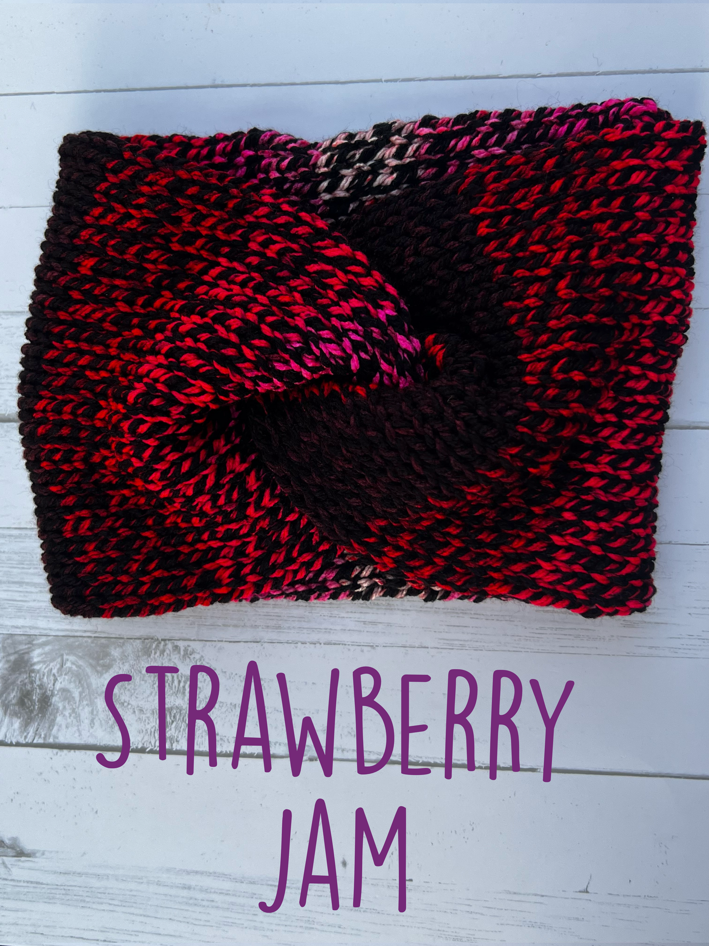 Strawberry Jam Knitted Ear Warmer #2